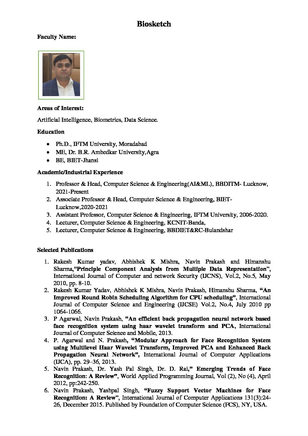 Biographical Sketch Format Page - American Society for ...